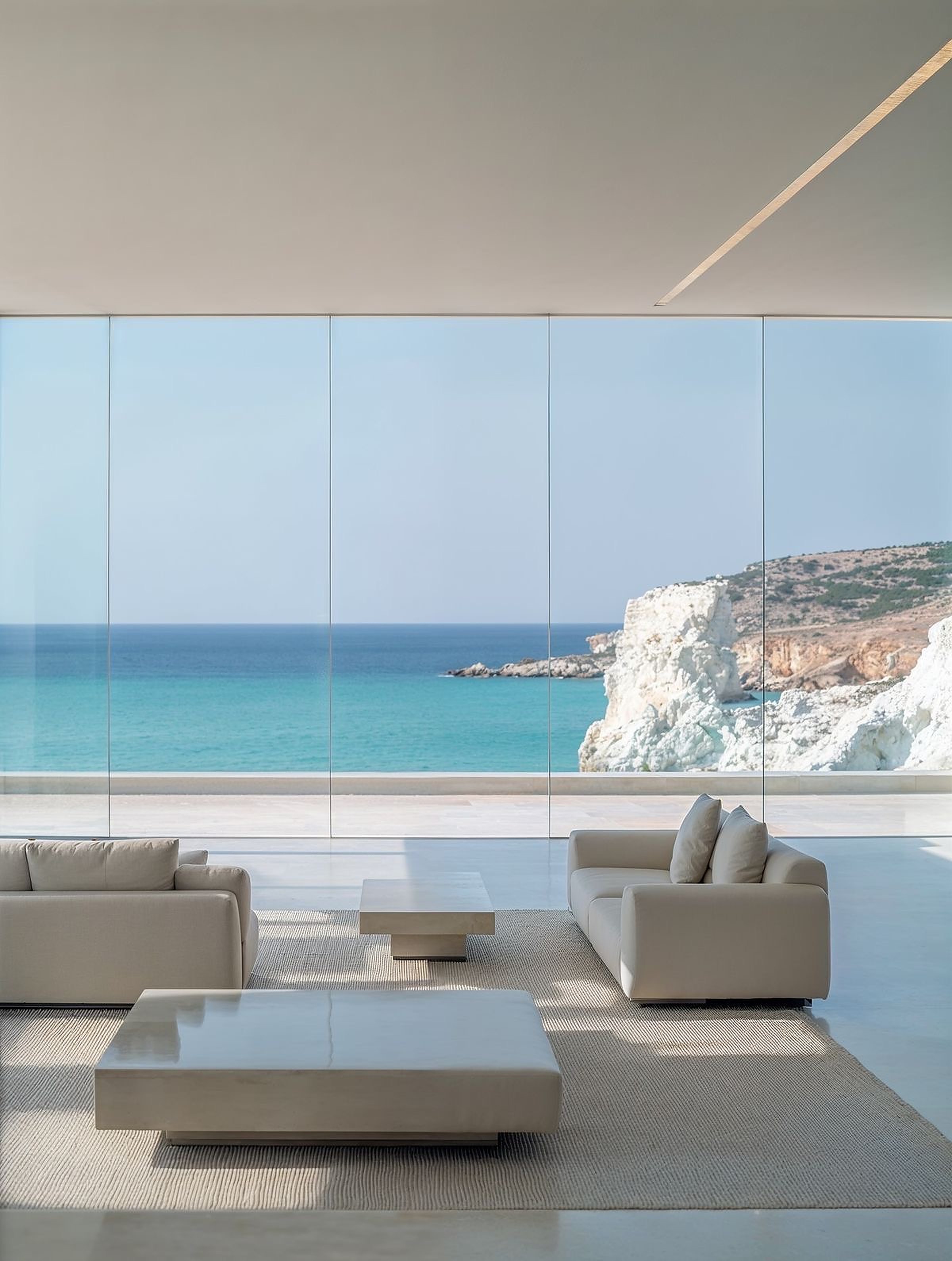 A minimalist seaside residence opening onto the Mediterranean